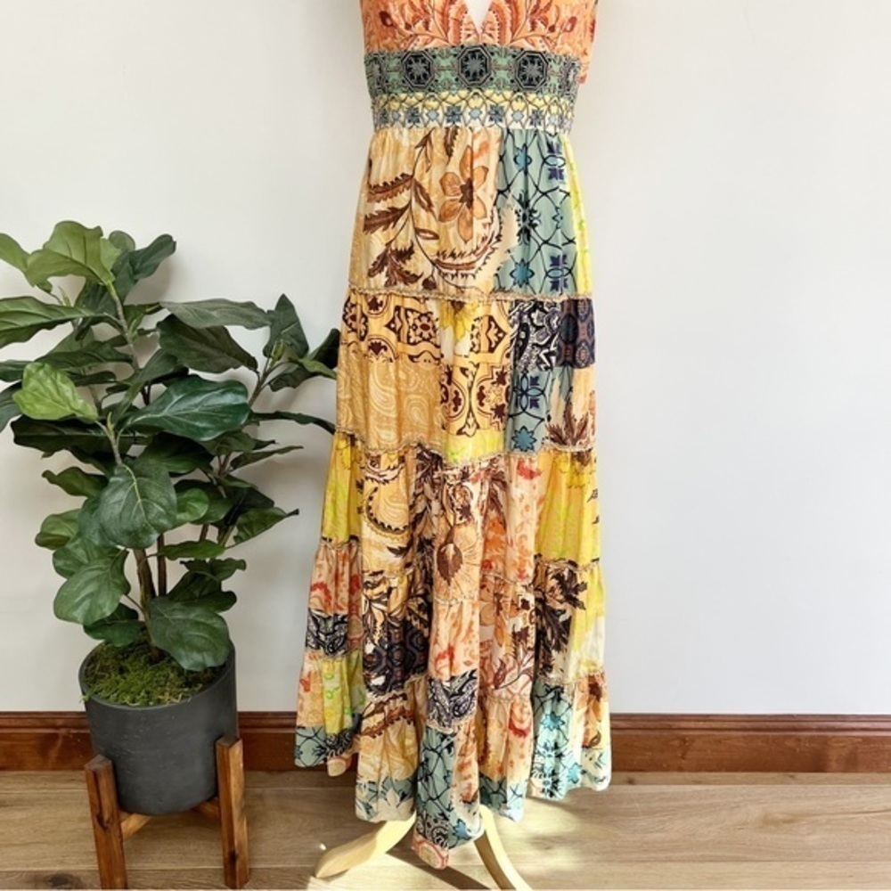💋Anthropologie Geisha Design Rosalinda Patchwork Maxi dress size XS - Picture 7 of 12